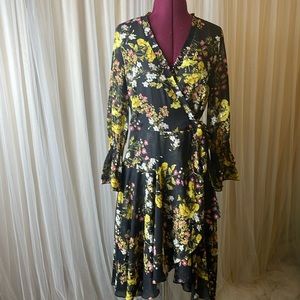 TAHARI Black Floral Dress Size 6 by Arthur S. Levine